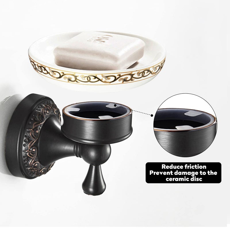 Leyden Bronze Soap Dish, Oil Rubbed Bronze Bathroom Accessories Soap Holder Shower Room Soap Dish Stand Organizer Tray Ceramic Dish Brass Retro Wave Pattern Design - Image 3